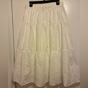 Shein Elegant White Eyelet Skirt